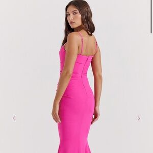 HOUSE OF CB 'Milena' Hot Pink Corset Maxi Dress NWOT
